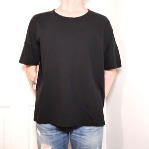 Madewell Linen Short Sleeve Tee Size Small Black
